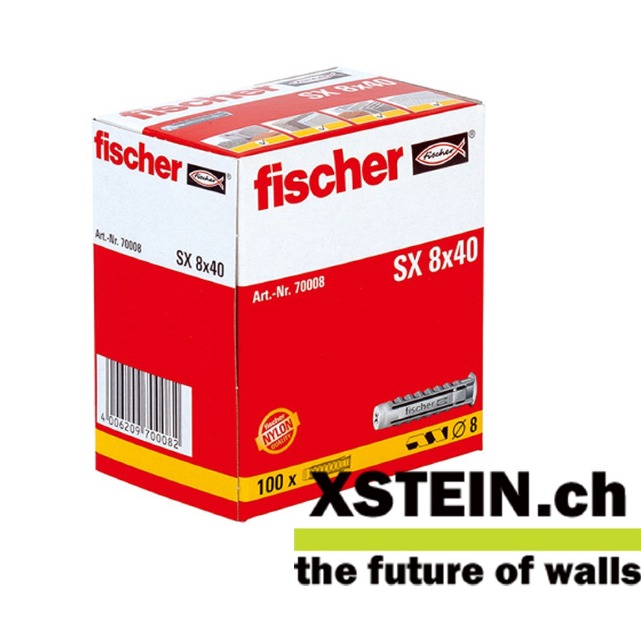 100 ST. DÜBEL FISCHER SX M8X40