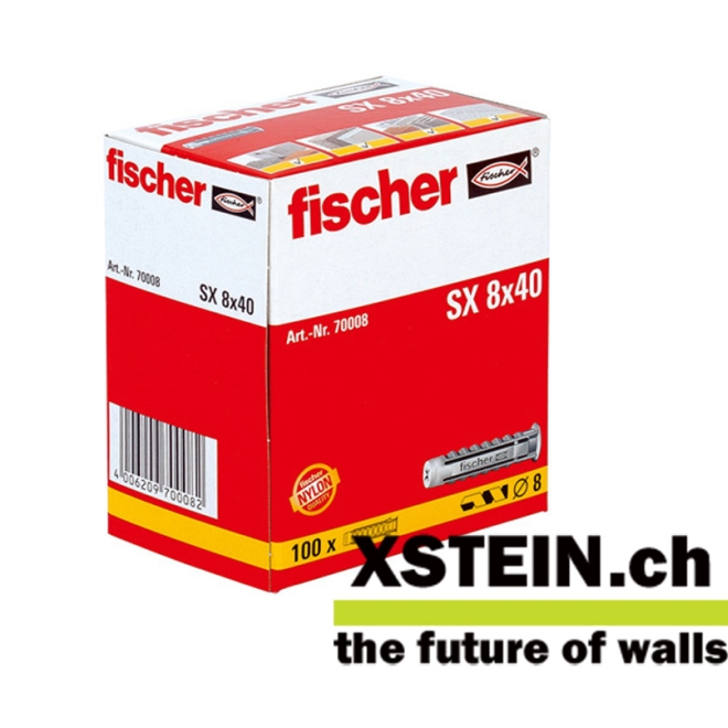 100 ST. DÜBEL FISCHER SX M8X40